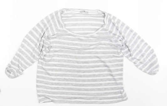 TU Womens Grey Striped  Pullover Sweatshirt Size 14