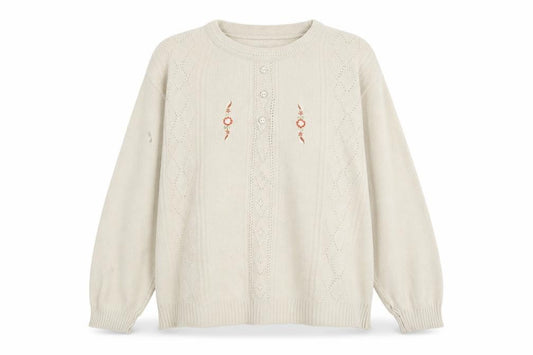 Merry Gold Womens Beige Floral  Pullover Sweatshirt Size S