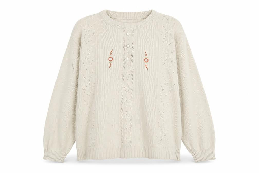 Merry Gold Womens Beige Floral  Pullover Sweatshirt Size S