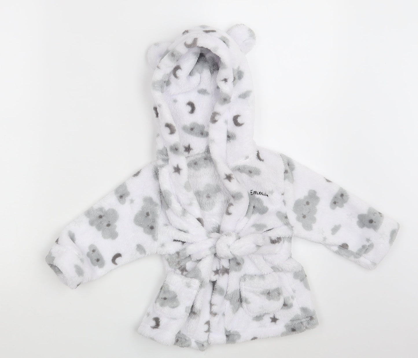 Studio Girls White Solid  Babydoll Robe Size 6-9 Months  - EMMIE