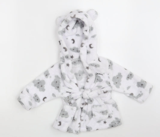 Studio Girls White Solid  Babydoll Robe Size 6-9 Months  - EMMIE