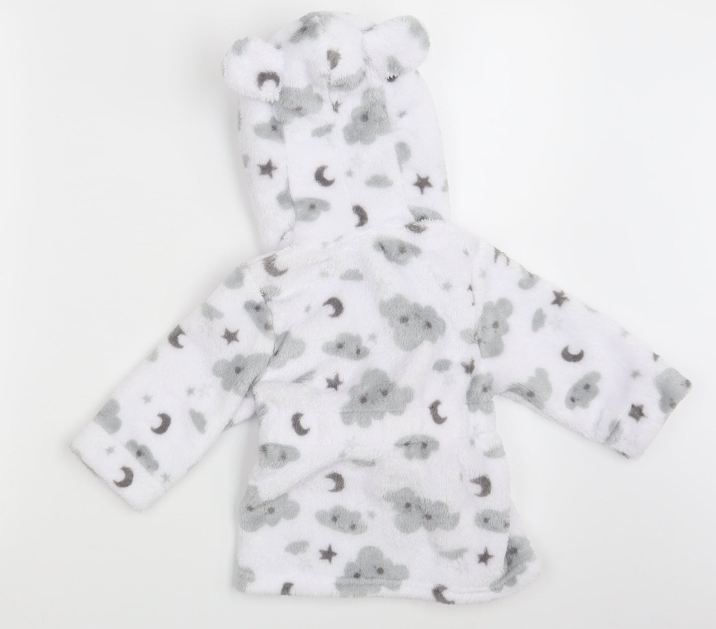 Studio Girls White Solid  Babydoll Robe Size 6-9 Months  - EMMIE