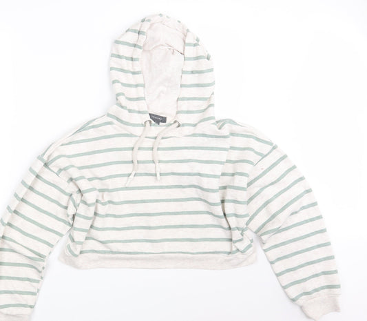 Primark Womens White Striped  Pullover Hoodie Size 12