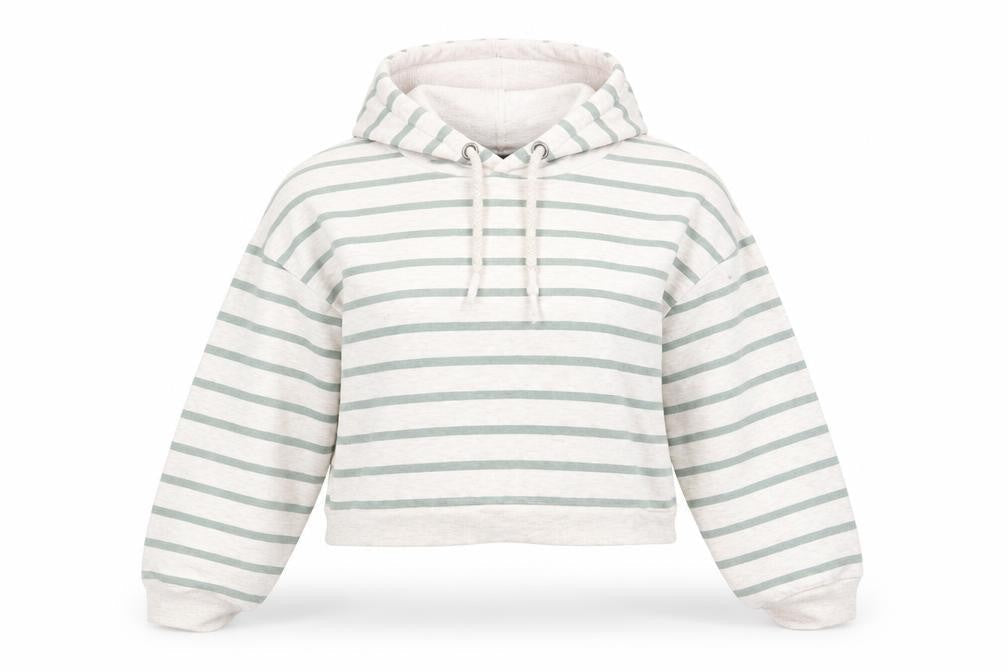Primark Womens White Striped  Pullover Hoodie Size 12