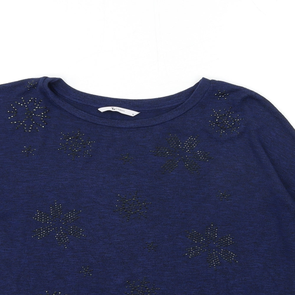 TU Womens Blue  Knit Pullover Jumper Size 10