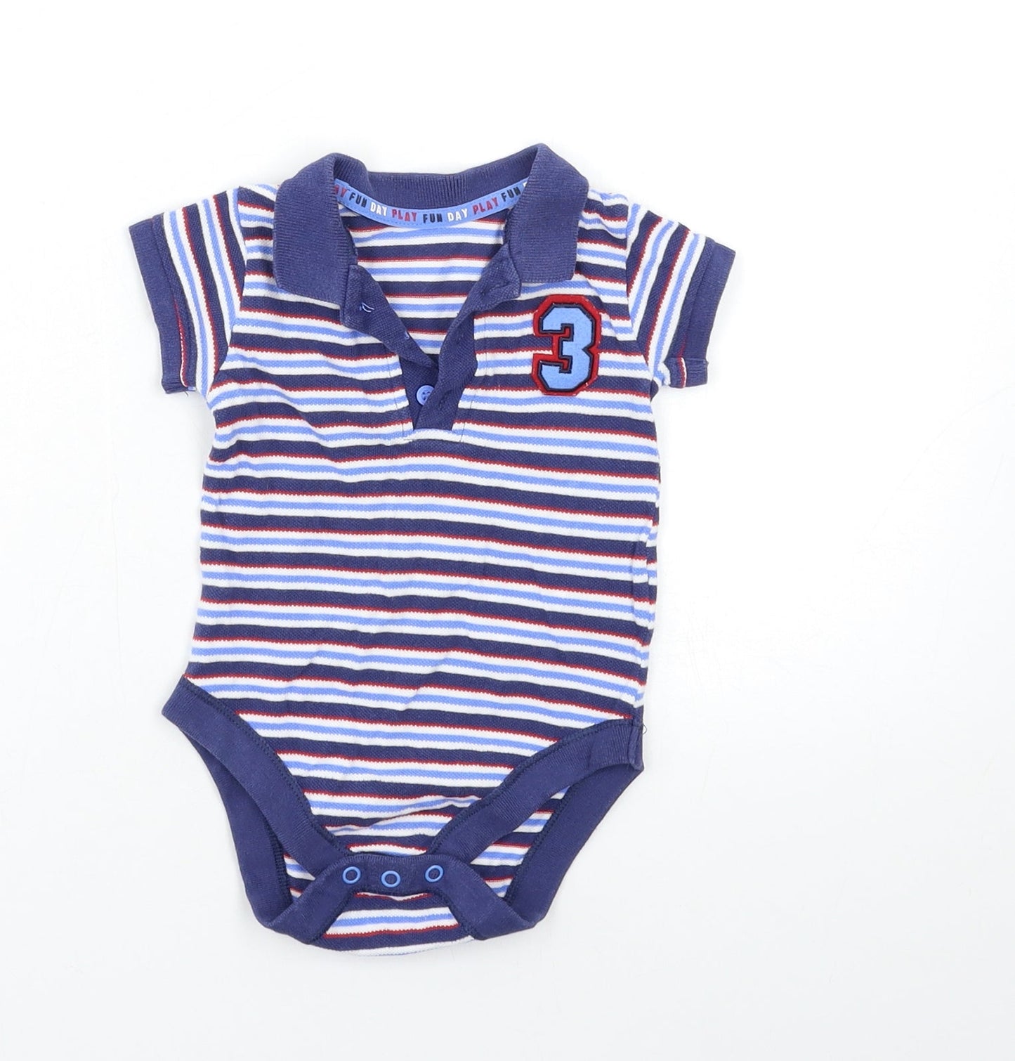Marks and Spencer Baby Blue Striped  Babygrow One-Piece Size 9-12 Months