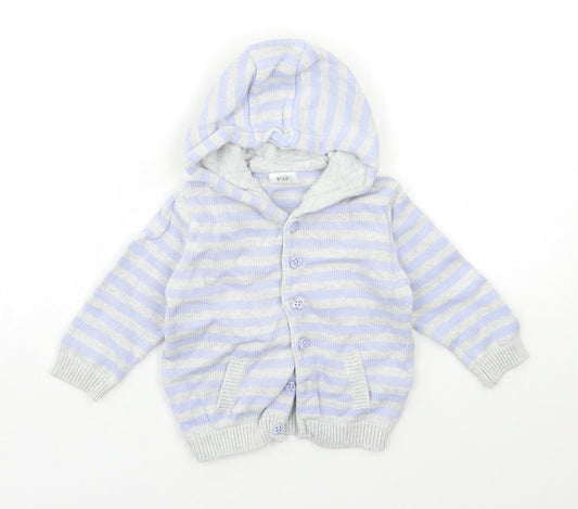 F&F Baby Blue Striped  Cardigan Jumper Size 9-12 Months