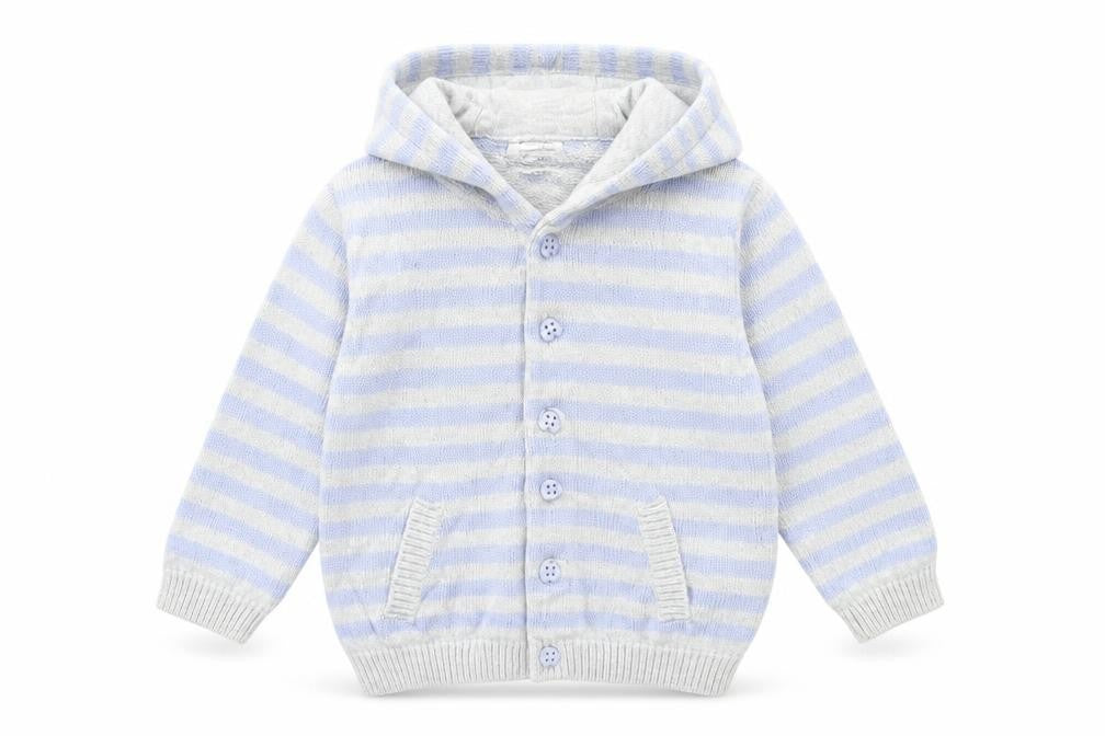 F&F Baby Blue Striped  Cardigan Jumper Size 9-12 Months