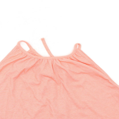Close-up detail of Atmosphere women’s orange basic tank, size UK 4