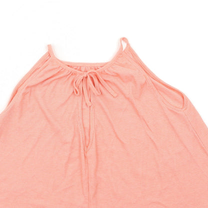 Brand and care label for Atmosphere women’s orange basic tank, size UK 4