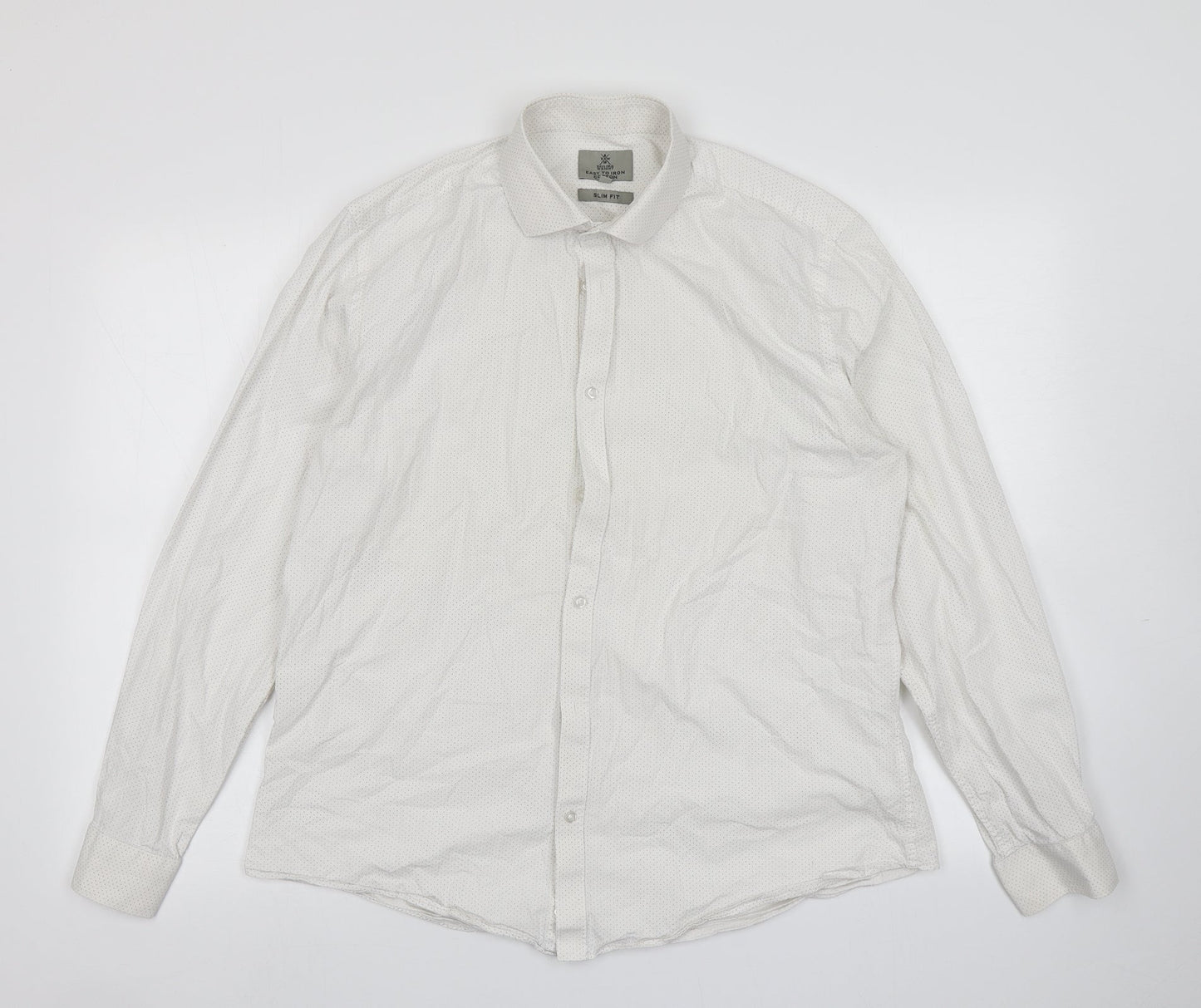 Taylor & Wright Mens White Polka Dot   Button-Up Size 16.5