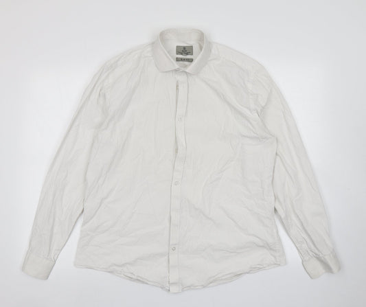 Taylor & Wright Mens White Polka Dot   Button-Up Size 16.5