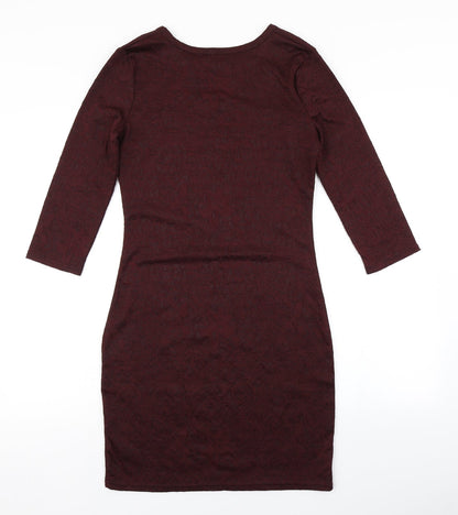 Back view of Atmosphere women’s purple floral bodycon, size UK 10