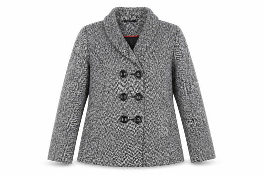 Classics Womens Grey Herringbone  Overcoat Coat Size 12