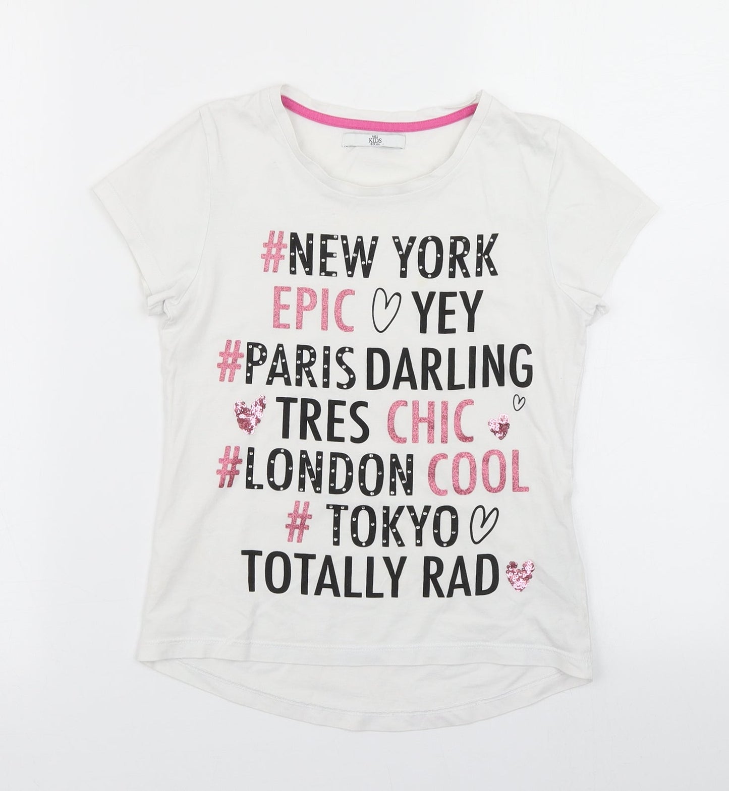 M&S Girls White   Basic T-Shirt Size 8-9 Years
