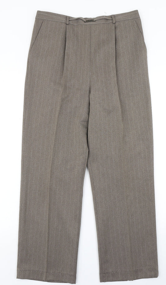 BM Womens Brown Striped  Dress Pants Trousers Size 12 L25 in