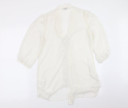 Back view of Miss Selfridge women’s white basic blouse, size UK 12