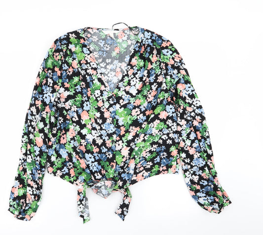 H&M Womens Multicoloured Floral  Basic Button-Up Size M