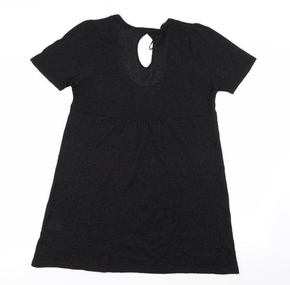 Additional front view of EVIE women’s black basic blouse, size UK 12