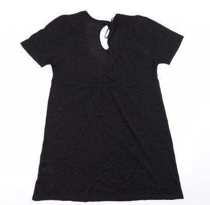 Back view of EVIE women’s black basic blouse, size UK 12