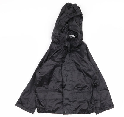 Additional front view of wetplay boys’ black rain coat coat, size 3-4, years