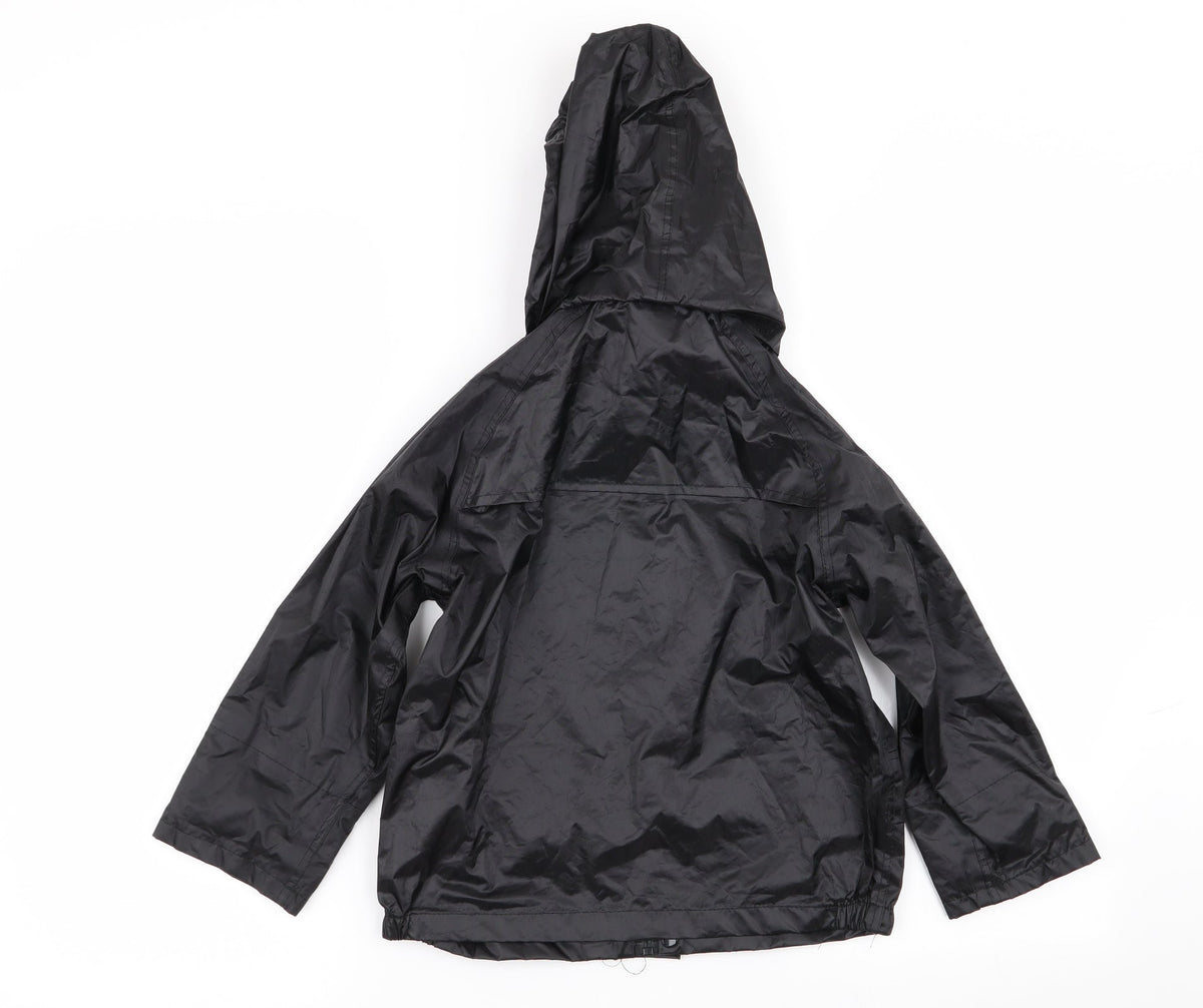 Back view of wetplay boys’ black rain coat coat, size 3-4, years