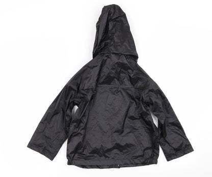 Back view of wetplay boys’ black rain coat coat, size 3-4, years