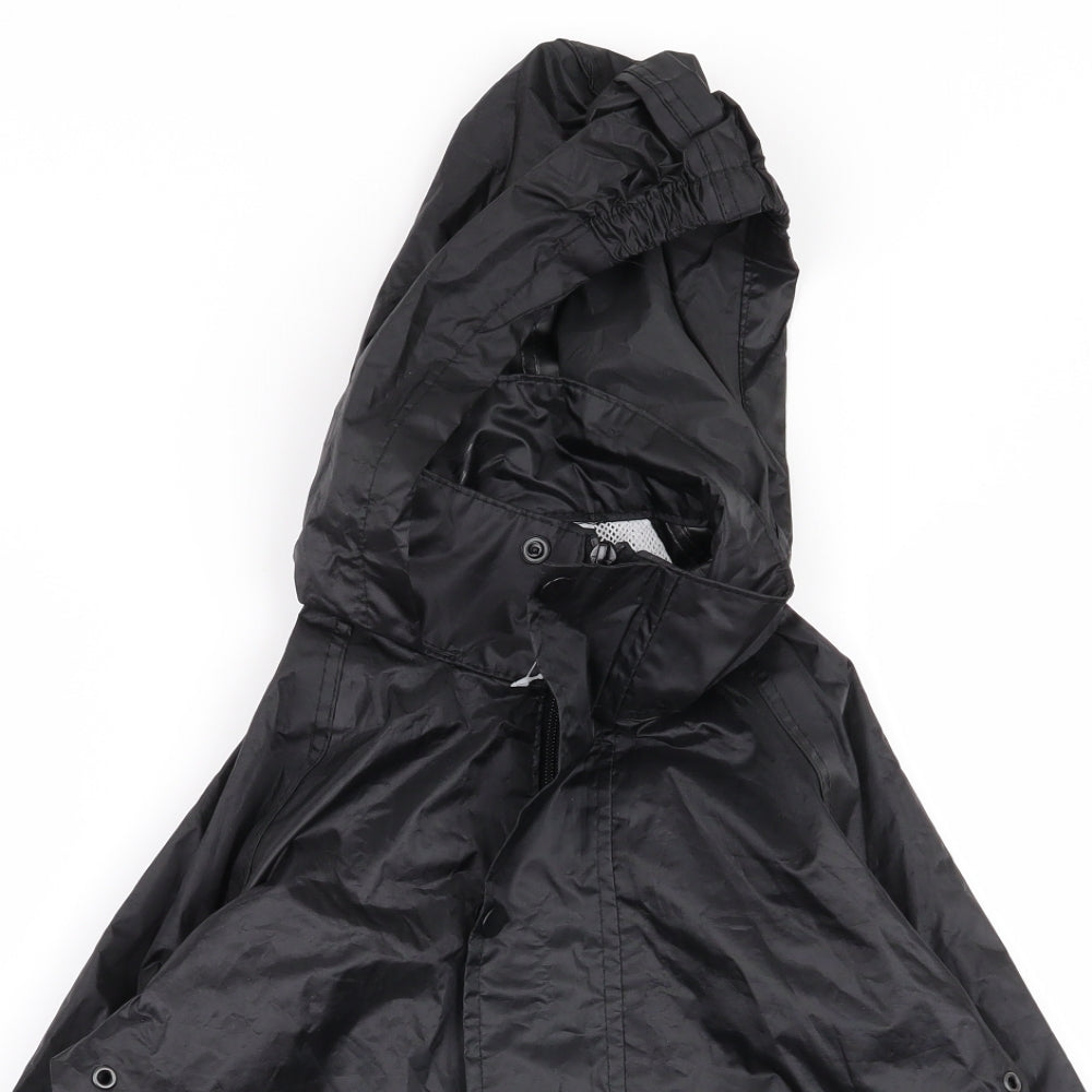 Close-up detail of wetplay boys’ black rain coat coat, size 3-4, years