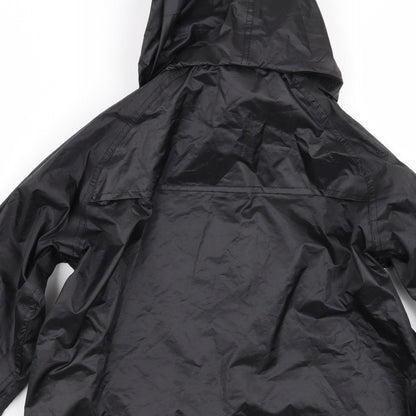 Brand and care label for wetplay boys’ black rain coat coat, size 3-4, years