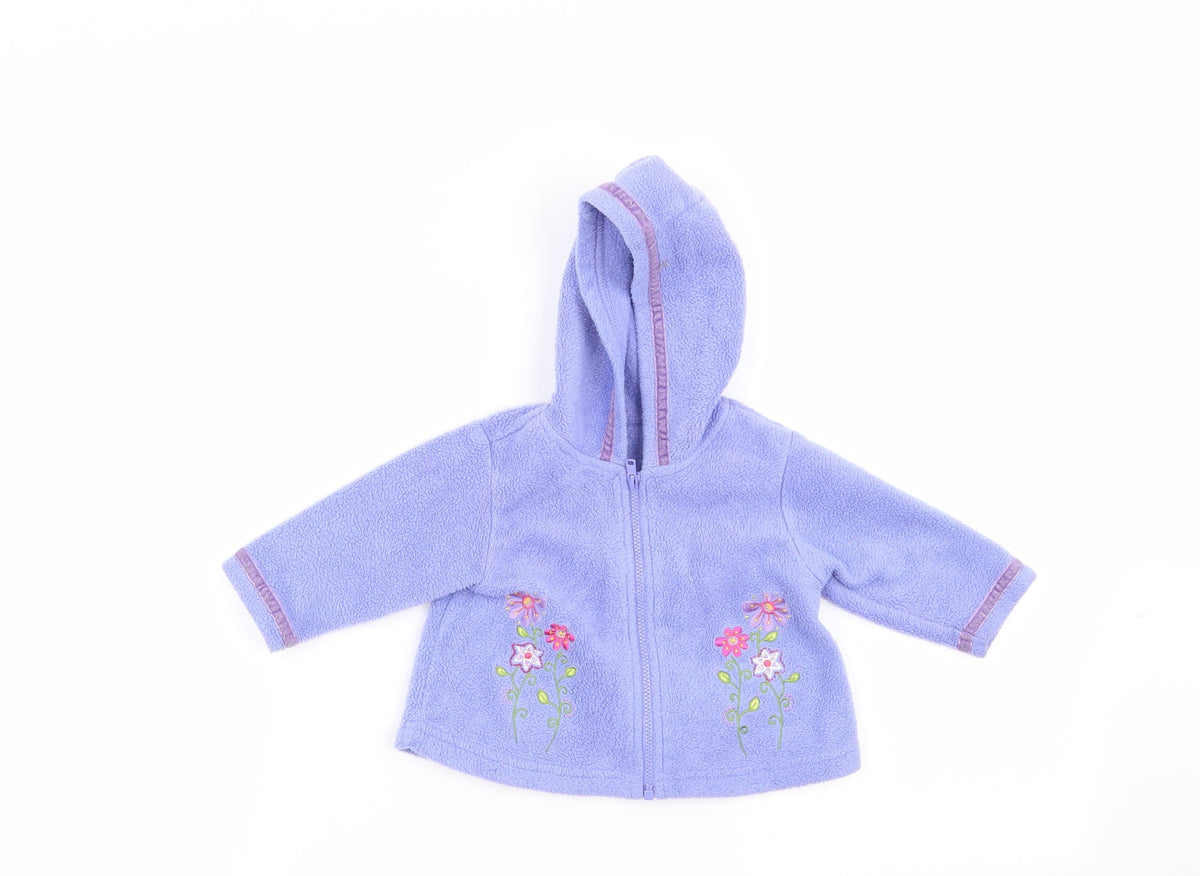 Additional front view of Asda George girls’ blue floral full zip jumper, size 3-6, months