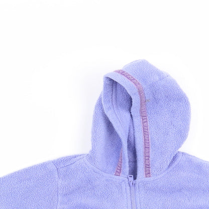 Close-up detail of Asda George girls’ blue floral full zip jumper, size 3-6, months