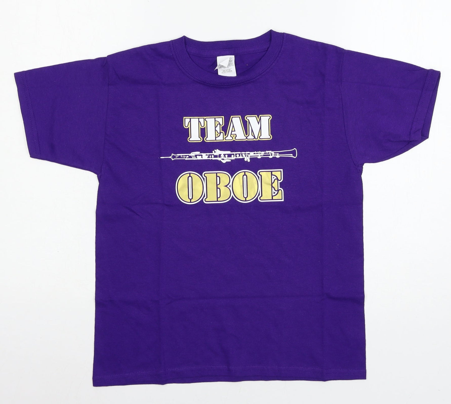 Gildan Girls Purple Geometric Jersey Basic T-Shirt Size S  - Team Oboe