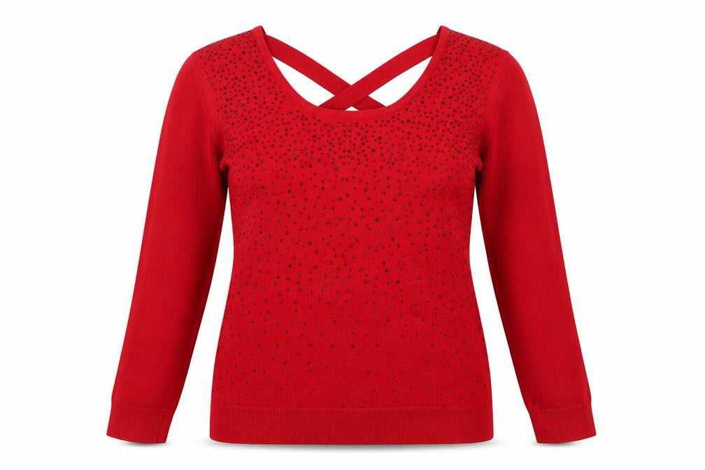Cable & Gauge Womens Red  Knit Pullover Jumper Size L