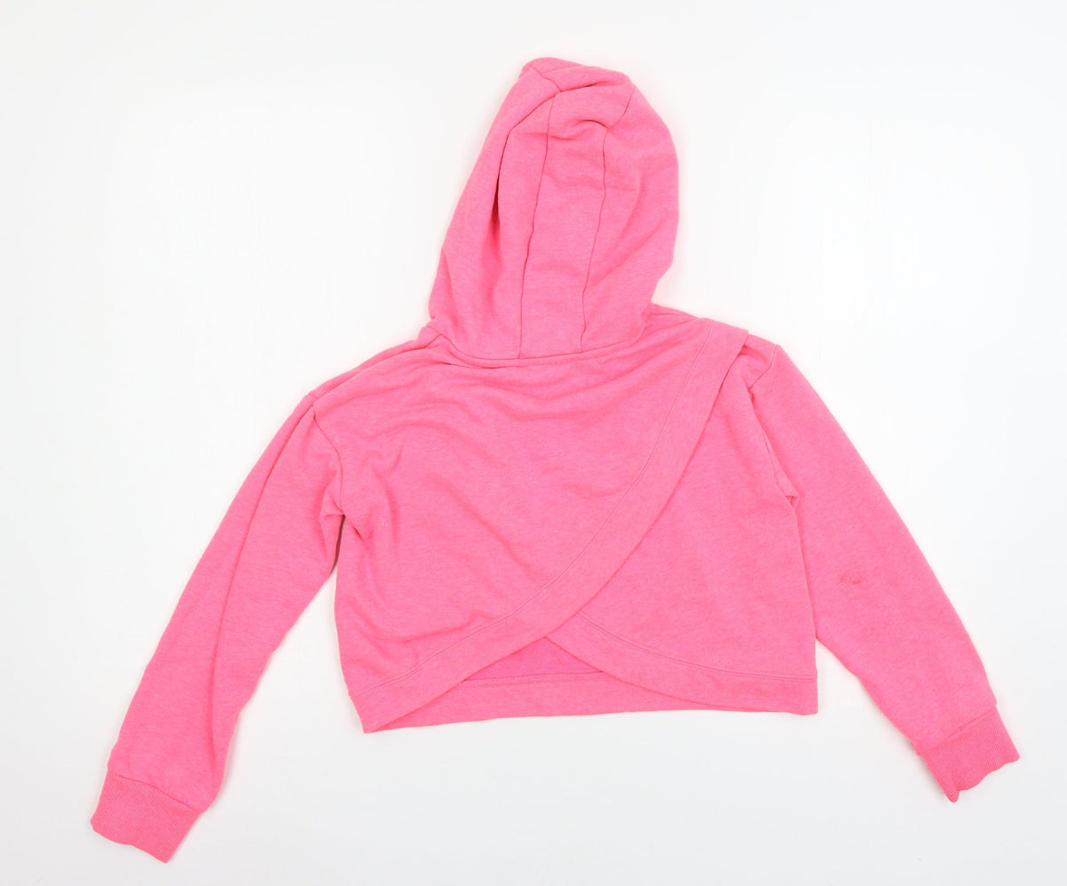 Back view of Dunnes girls’ pink jersey pullover hoodie, size 10-11, years - great love