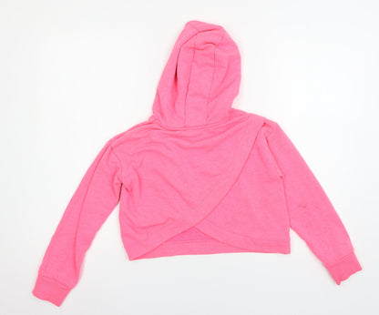 Back view of Dunnes girls’ pink jersey pullover hoodie, size 10-11, years - great love