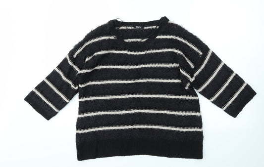 M&Co Womens Multicoloured Striped  Basic T-Shirt Size S