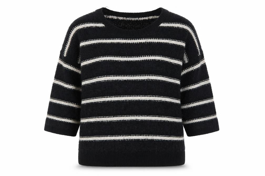 M&Co Womens Multicoloured Striped  Basic T-Shirt Size S