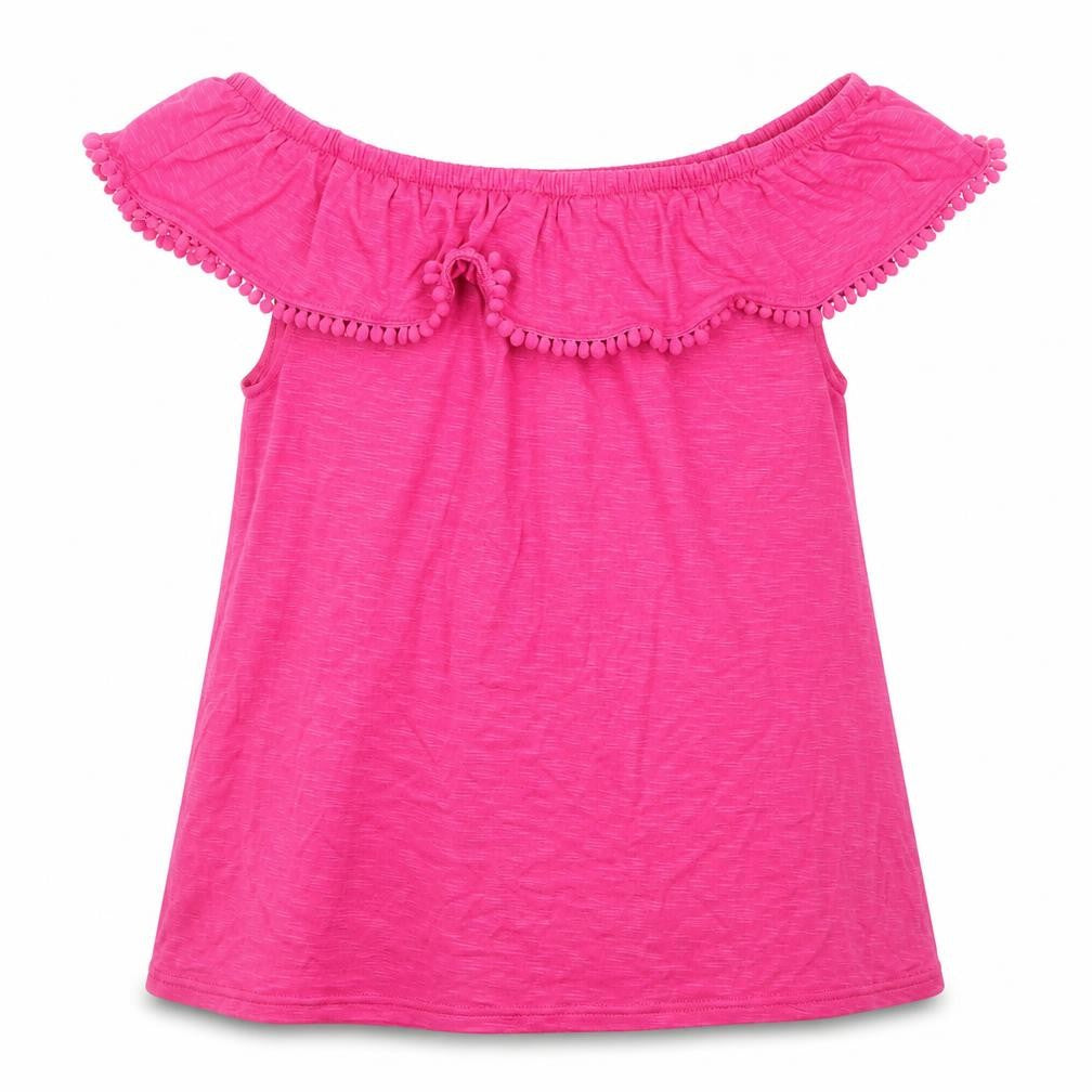 Front view of F&F girls’ pink basic t-shirt, size 12-13, years