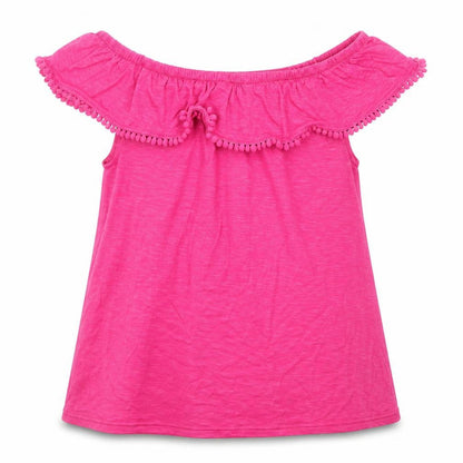 Front view of F&F girls’ pink basic t-shirt, size 12-13, years