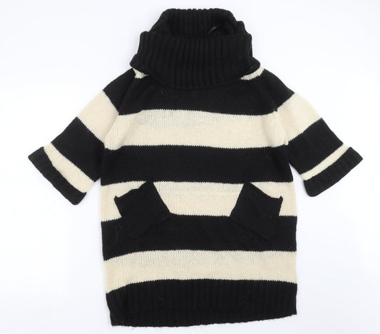 Warehouse Womens Black Striped Knit Pullover Jumper Size 10