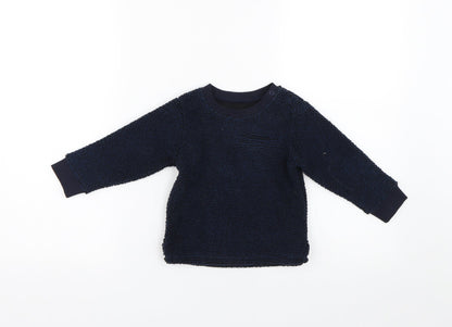 Additional front view of Marks & Spencer Baby Blue Fleece jumper, size 12-18, Months