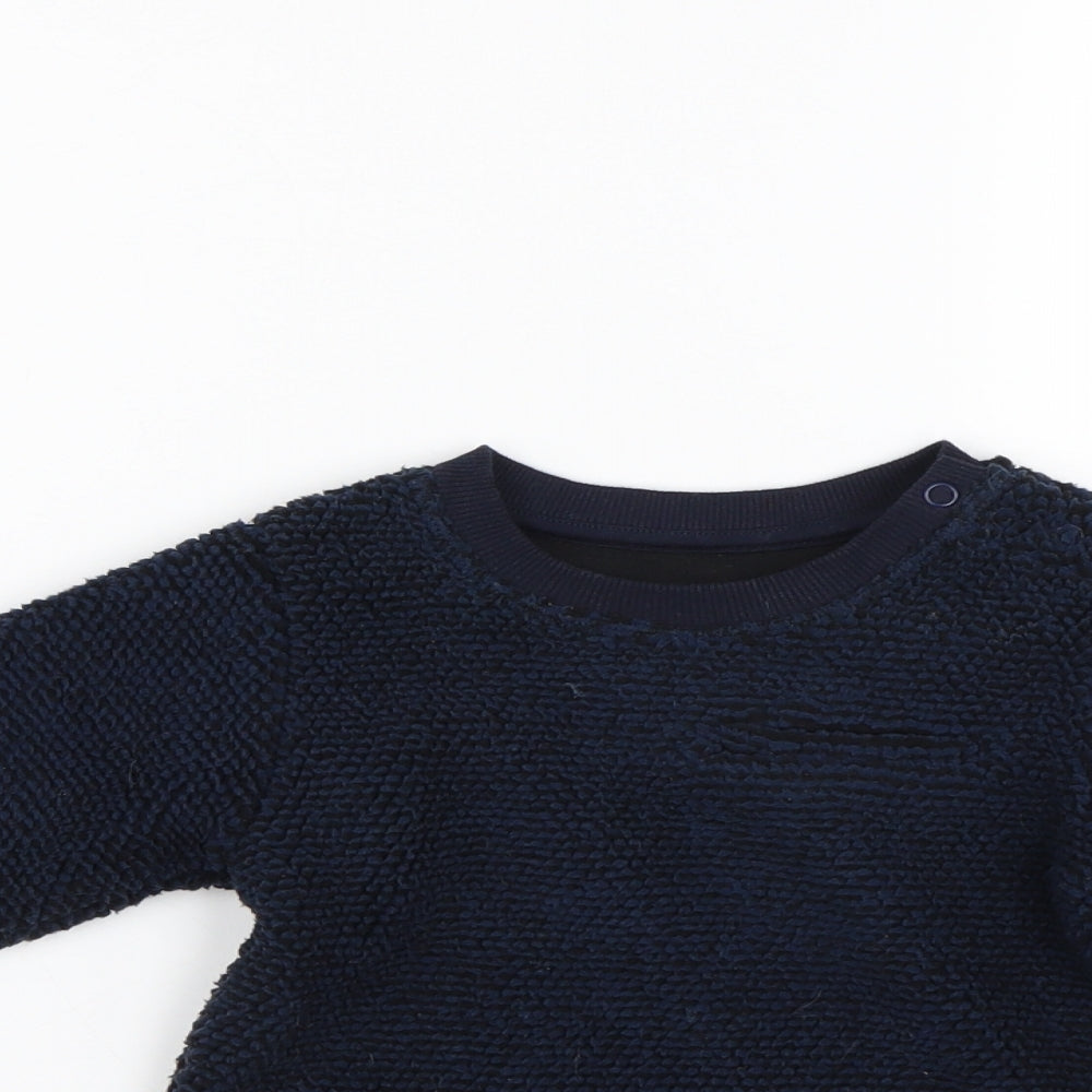 M&S Baby Blue  Fleece Pullover Jumper Size 12-18 Months