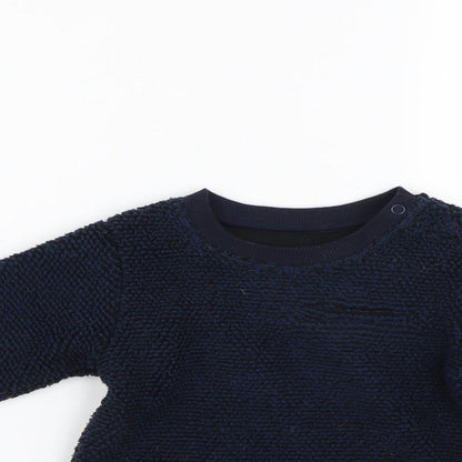 Close-up detail of Marks & Spencer Baby Blue Fleece jumper, size 12-18, Months