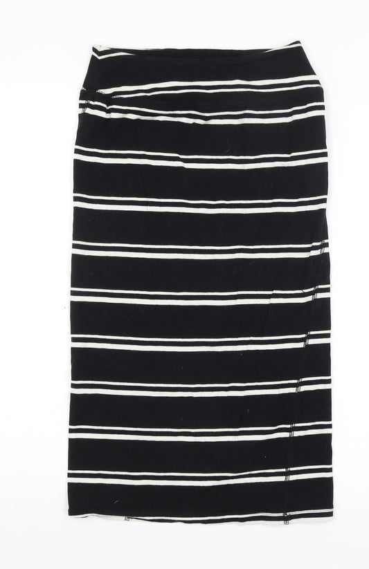 River Island Womens Black Striped  A-Line Skirt Size 10