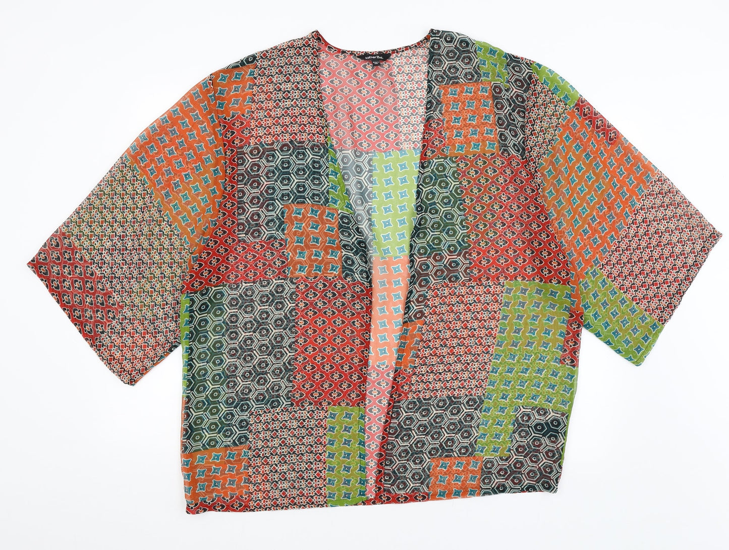 Label Be Womens Red Geometric  Cardigan Jumper Size 14