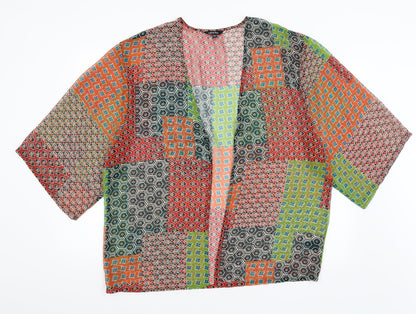 Label Be Womens Red Geometric  Cardigan Jumper Size 14