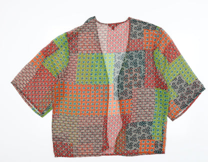 Label Be Womens Red Geometric  Cardigan Jumper Size 14