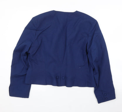 Features Womens Blue   Jacket Blazer Size 16