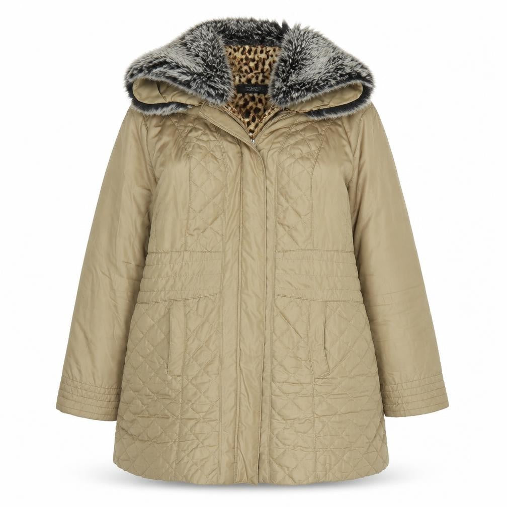 Joanna Hope Womens Beige   Quilted Coat Size 18