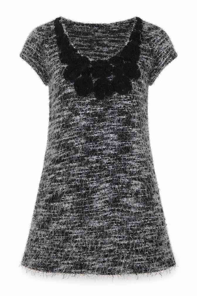 Yumi Womens Grey Floral  A-Line  Size M